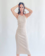 Load image into Gallery viewer, Ladies Halter Rib Knit Midi Bone Color Dress
