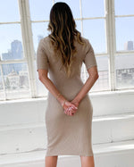 Load image into Gallery viewer, Ladies Ribbed Knit Shirt Dress   Color: Taupe
